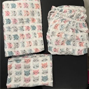 Cuddl Duds Heavyweight cotton flannel full sheet set - cat print